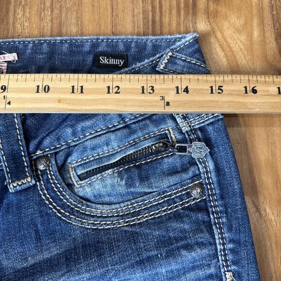 Be Rocks For Express Women's Blue Jeans Skinny Double Stitched Sz 2R - Picture 6 of 9